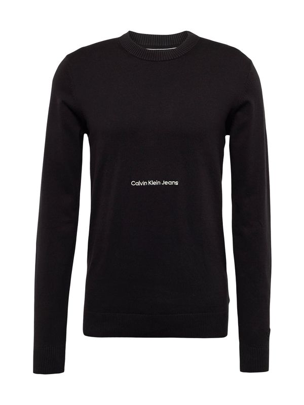 Calvin Klein Jeans Calvin Klein Jeans Pulover 'INSTITUTIONAL ESSENTIAL'  črna / bela