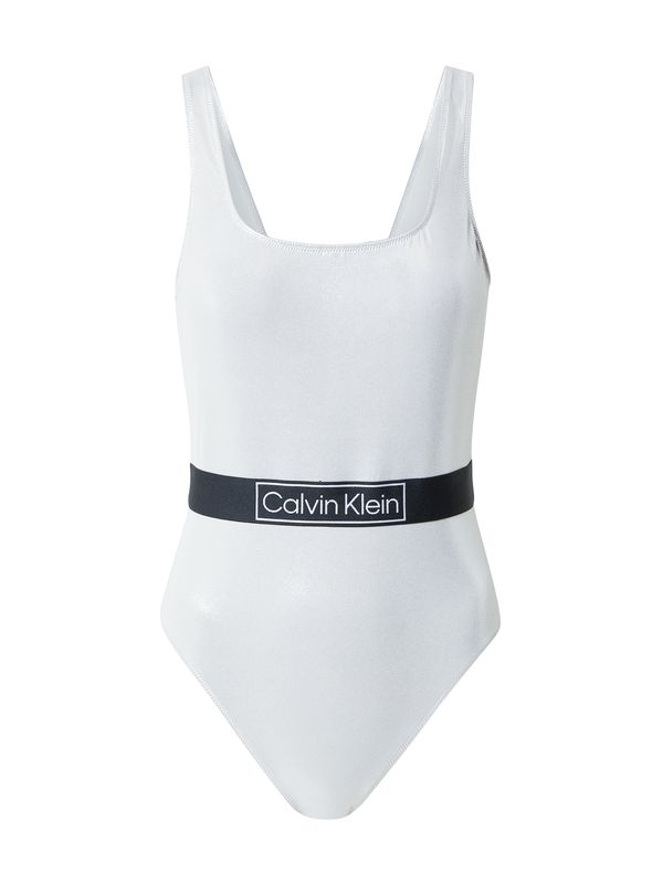 Calvin Klein Swimwear Calvin Klein Swimwear Enodelne kopalke  svetlo siva / črna / bela