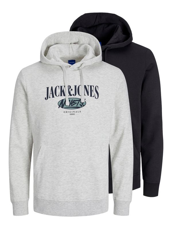 JACK & JONES JACK & JONES Majica 'COBIN'  nebeško modra / pegasto siva / črna / bela