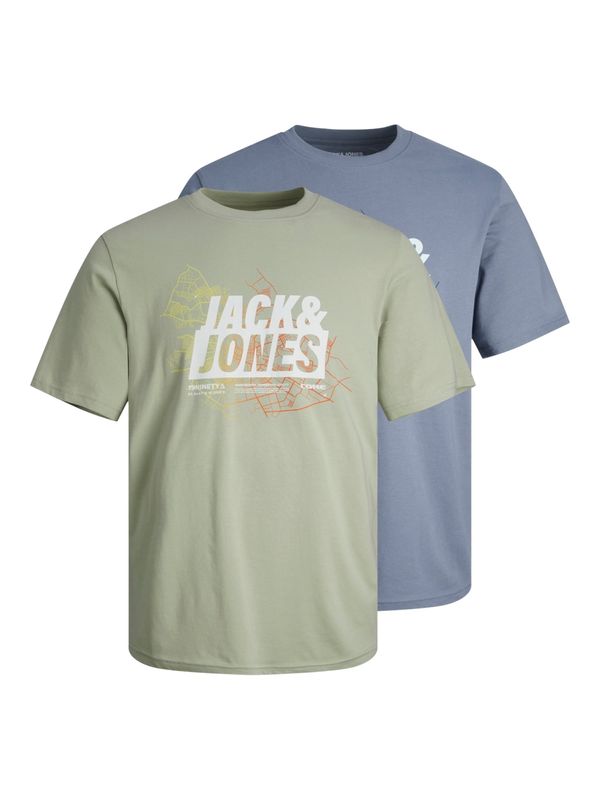 JACK & JONES JACK & JONES Majica 'MAP SUMMER'  siva / kaki / oranžna / bela