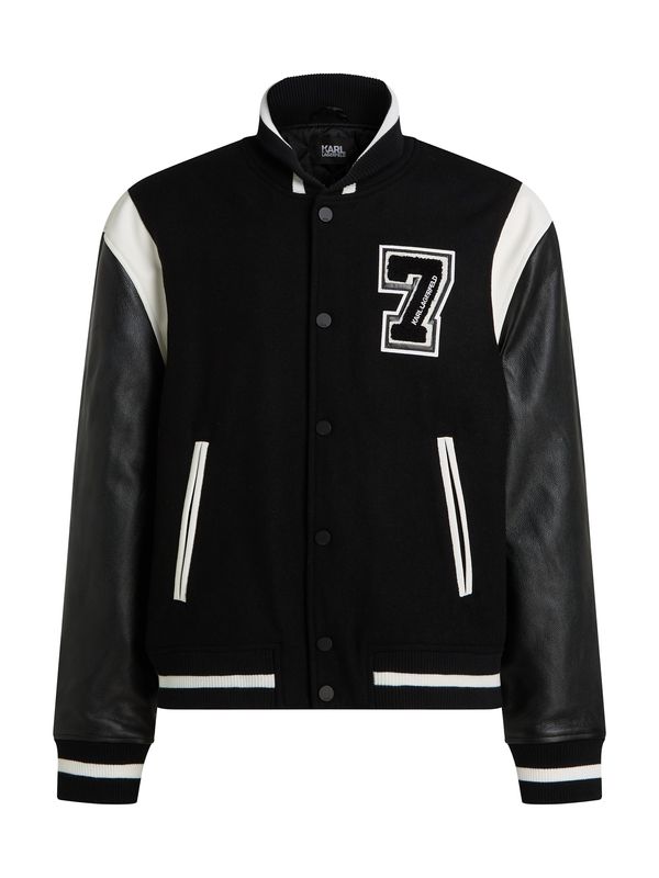 Karl Lagerfeld Karl Lagerfeld Prehodna jakna 'Varsity'  črna / bela
