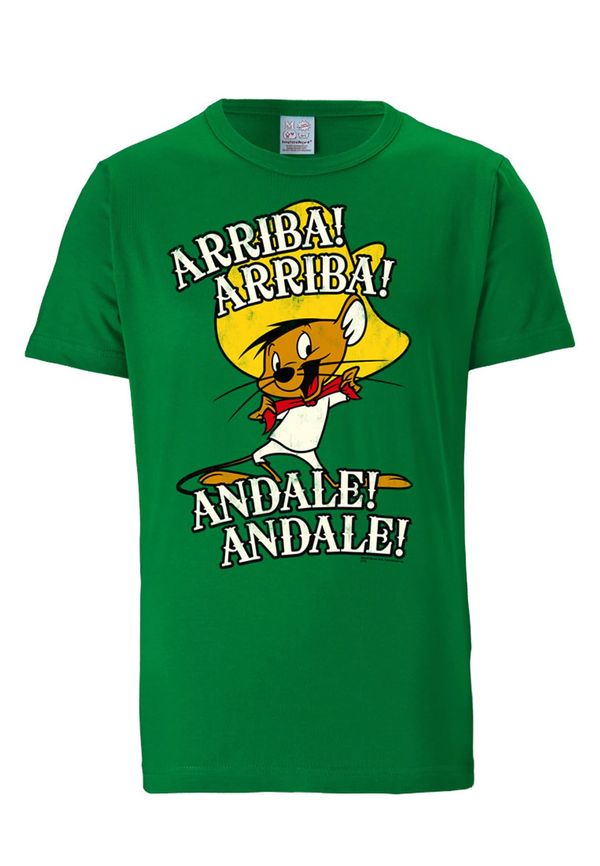 LOGOSHIRT LOGOSHIRT Majica 'Looney Tunes Arriba! Andale!'  svetlo rjava / rumena / zelena / bela