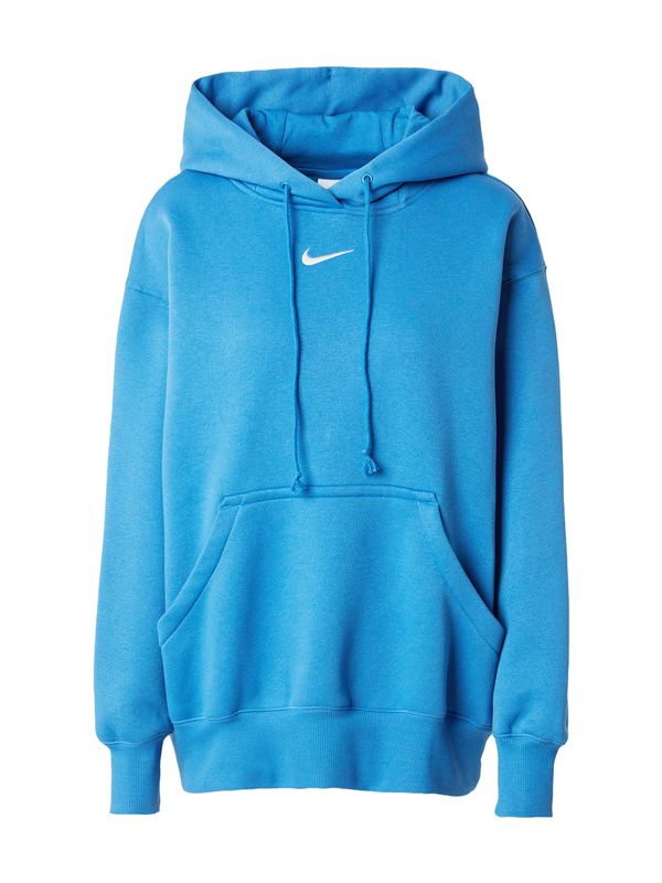 Nike Sportswear Nike Sportswear Majica 'Phoenix Fleece'  neonsko modra / bela