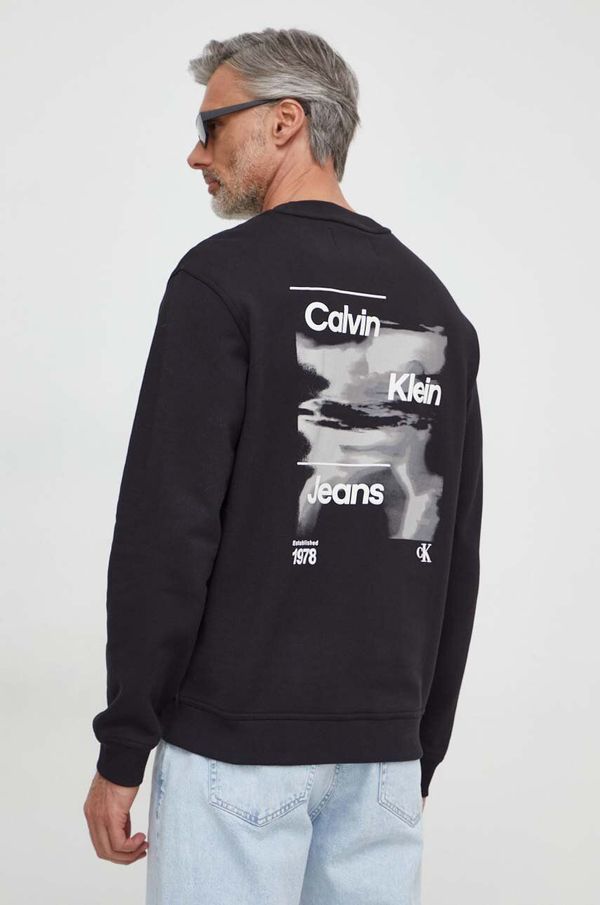 Calvin Klein Jeans Bombažen pulover Calvin Klein Jeans moška, črna barva