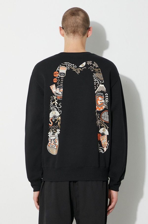 Evisu Bombažen pulover Evisu Kabuki Daicock Printed moški, črna barva, 2EAHTM3SW1080RXCT