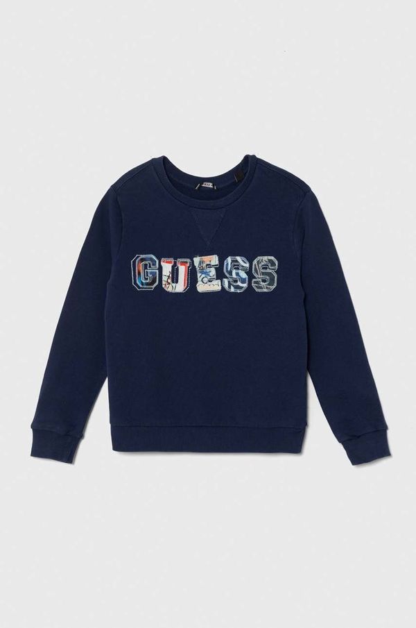 Guess Bombažen pulover Guess mornarsko modra barva