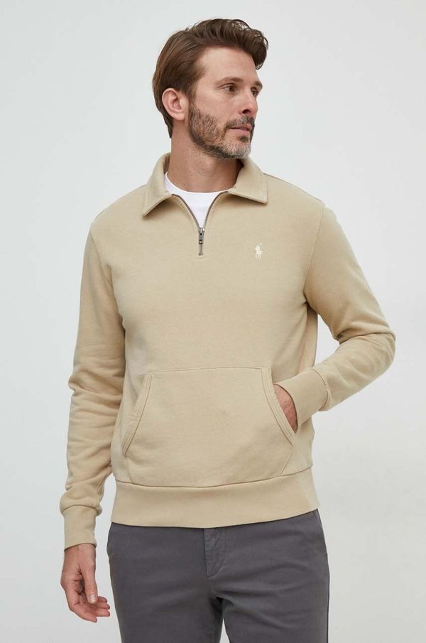 Polo Ralph Lauren Bombažen pulover Polo Ralph Lauren moška, bež barva