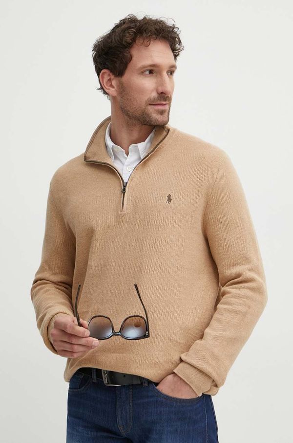 Polo Ralph Lauren Bombažen pulover Polo Ralph Lauren rjava barva