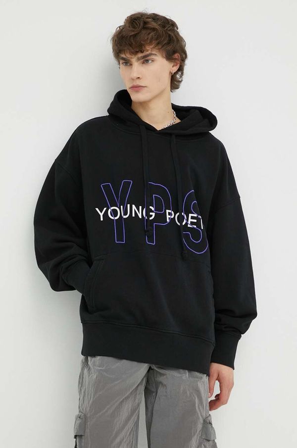 Young Poets Society Bombažen pulover Young Poets Society Keno moški, črna barva, s kapuco