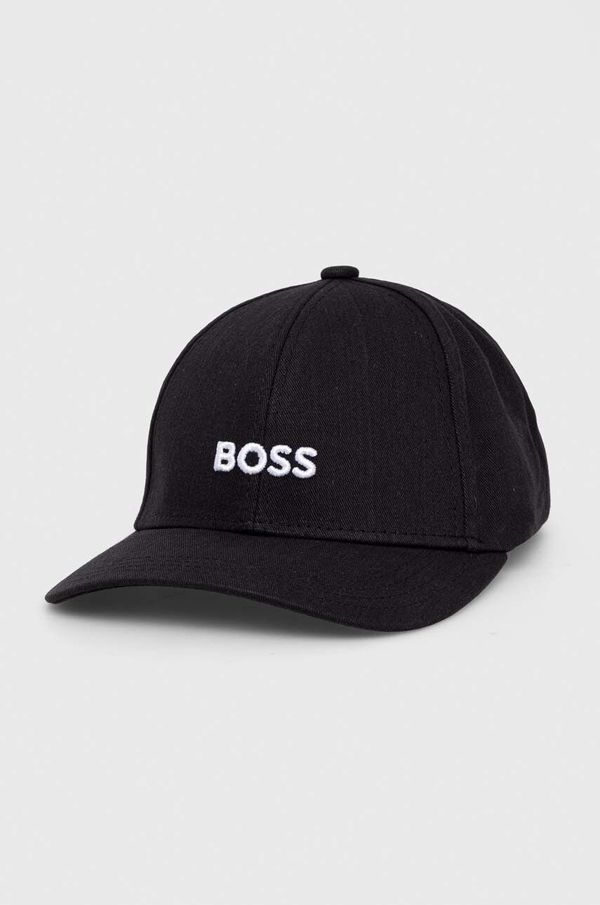 Boss Bombažna bejzbolska kapa BOSS črna barva