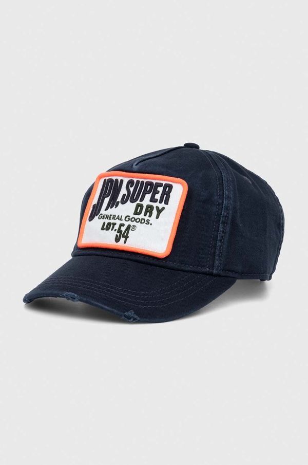 Superdry Bombažna bejzbolska kapa Superdry mornarsko modra barva