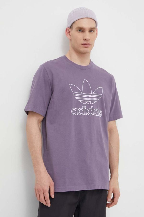 adidas Originals Bombažna kratka majica adidas Originals Trefoil Tee moška, vijolična barva, IR7992