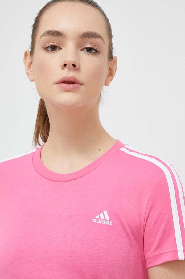 adidas Bombažna kratka majica adidas roza barva