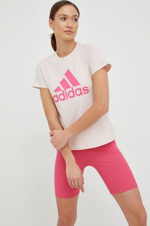 adidas Bombažna kratka majica adidas roza barva