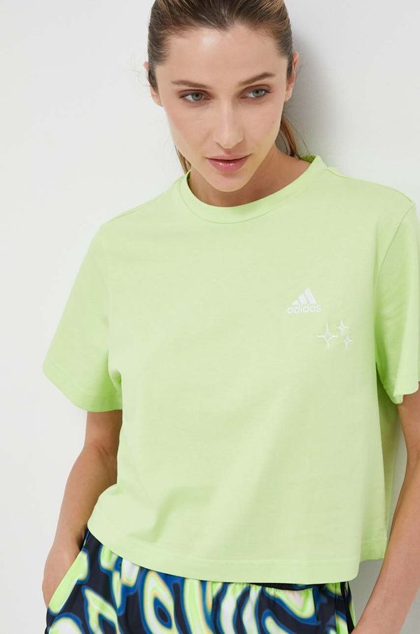 adidas Bombažna kratka majica adidas zelena barva