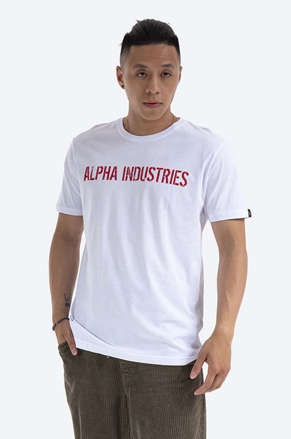 Alpha Industries Bombažna kratka majica Alpha Industries RBF Moto bela barva