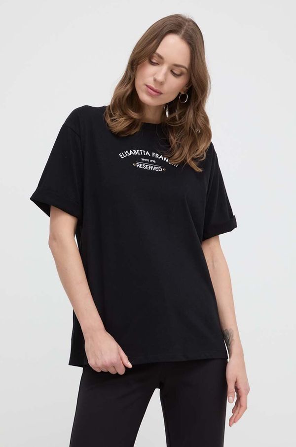 Elisabetta Franchi Bombažna kratka majica Elisabetta Franchi ženski, črna barva
