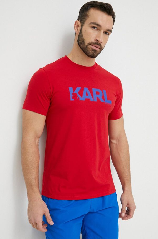 Karl Lagerfeld Bombažna kratka majica Karl Lagerfeld rdeča barva