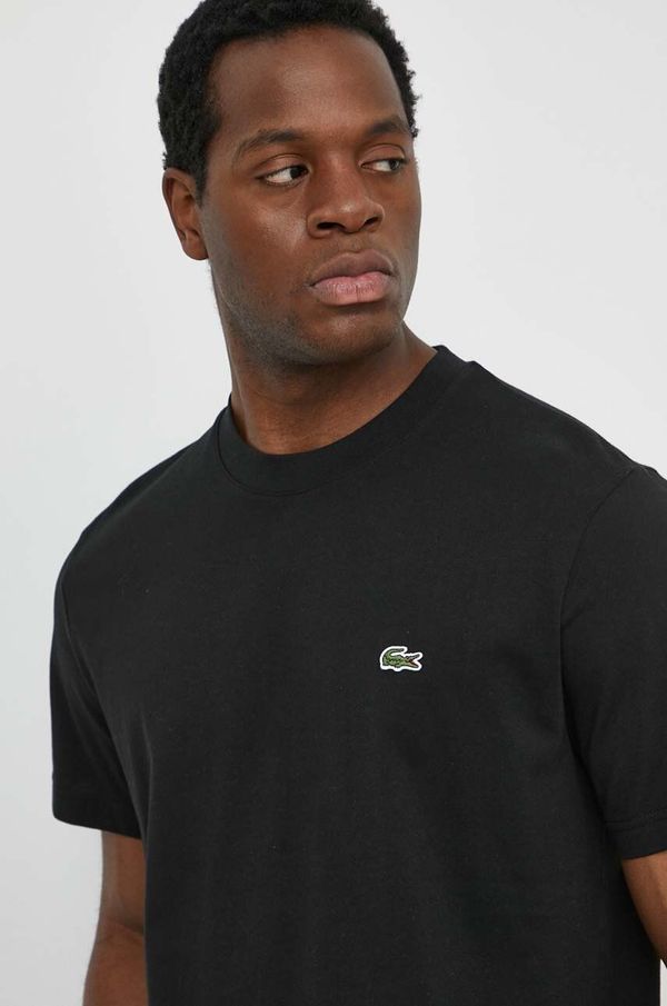 Lacoste Bombažna kratka majica Lacoste moški, črna barva