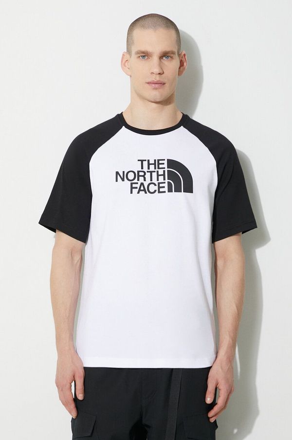 The North Face Bombažna kratka majica The North Face M S/S Raglan Easy Tee moška, bela barva, NF0A87N7FN41