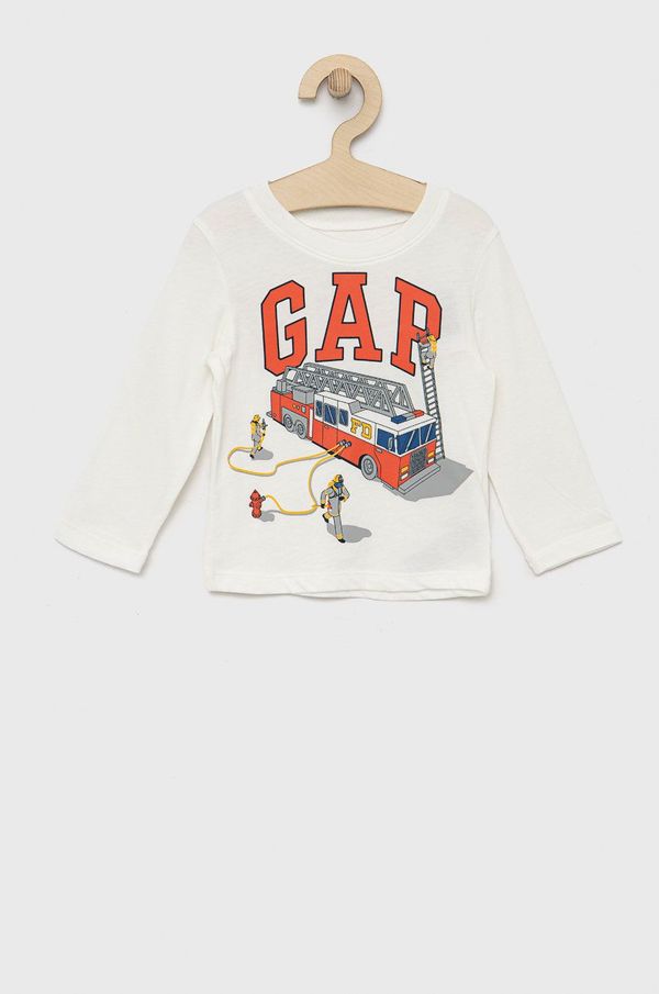 Gap Bombažna majica z dolgimi rokavi GAP bela barva