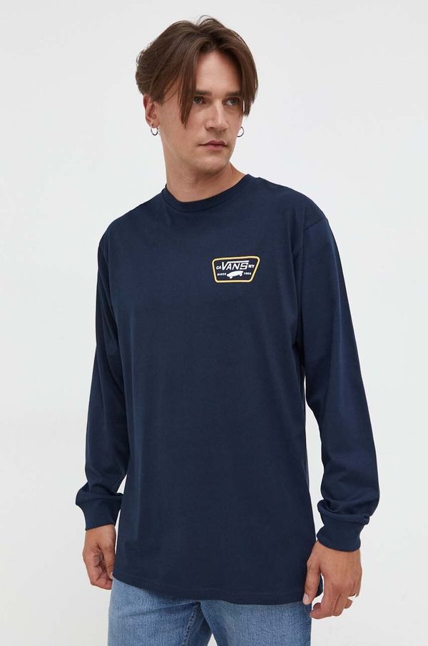Vans Bombažna majica z dolgimi rokavi Vans mornarsko modra barva