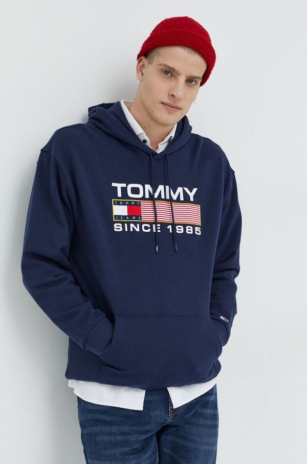 Tommy Jeans Bombažna mikica Tommy Jeans moška, mornarsko modra barva,