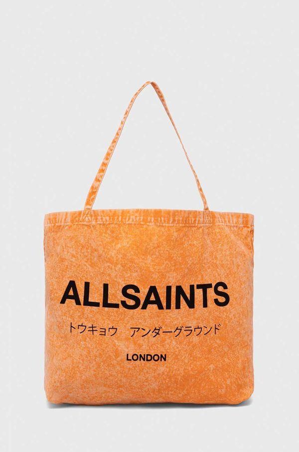 AllSaints Bombažna vrečka AllSaints oranžna barva