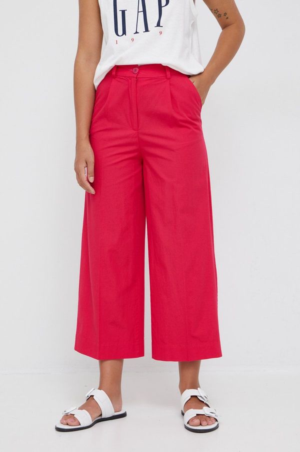Sisley Bombažne hlače Sisley ženski, roza barva,