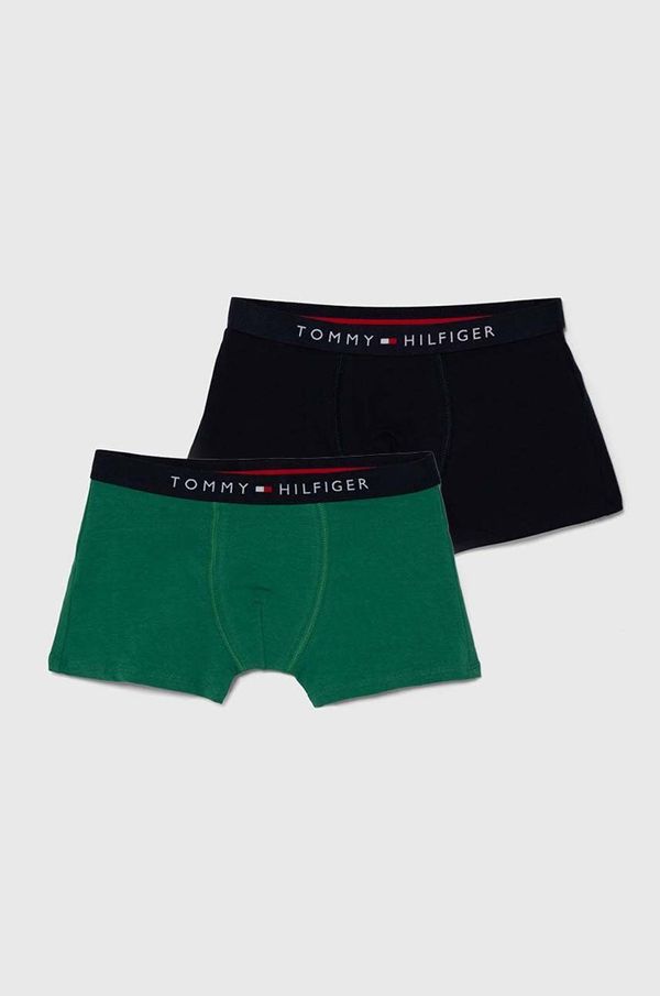 Tommy Hilfiger Bombažne otroške boksarice Tommy Hilfiger 2-pack zelena barva