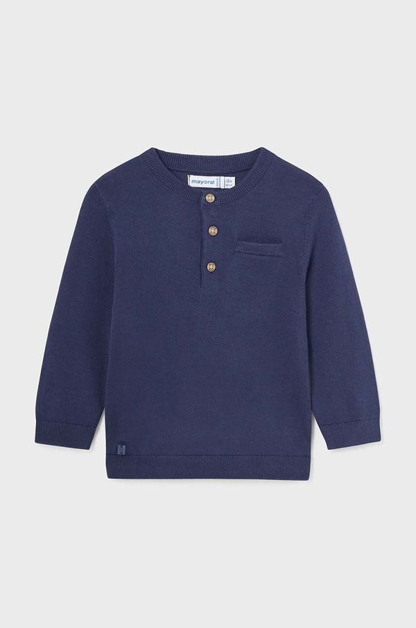 Mayoral Bombažni pulover za dojenčke Mayoral mornarsko modra barva