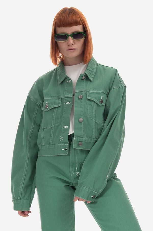 KSUBI Jeans jakna KSUBI Cropped ženska, zelena barva