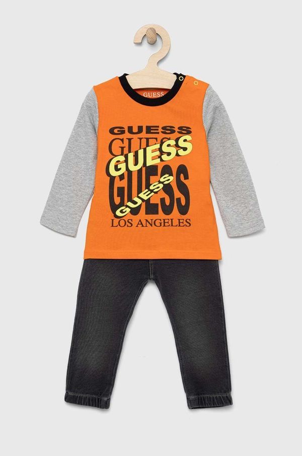 Guess Komplet za dojenčka Guess oranžna barva