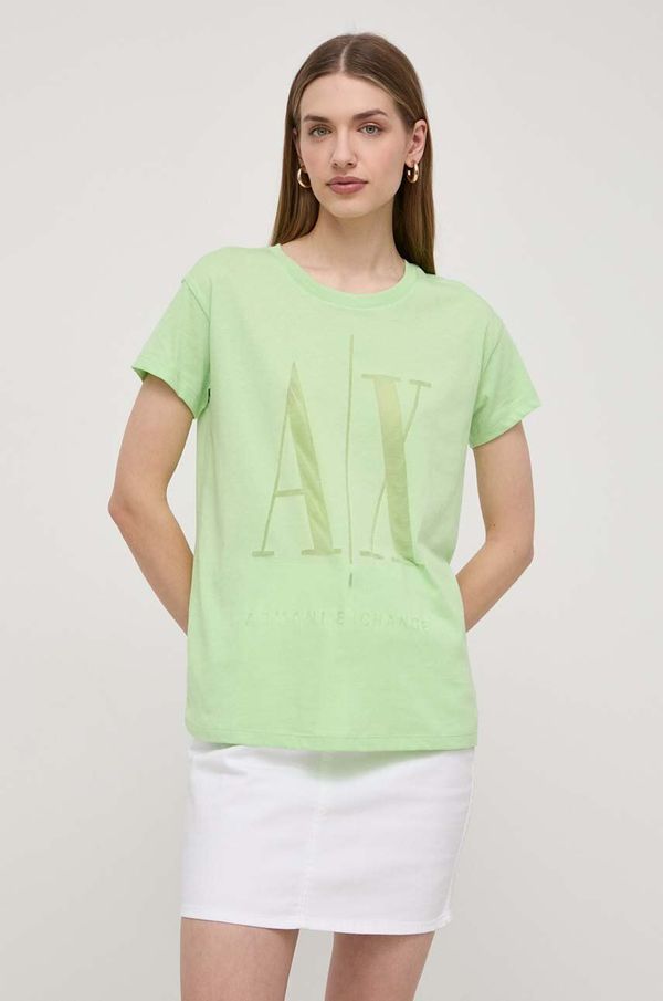 Armani Exchange Kratka majica Armani Exchange ženski, zelena barva