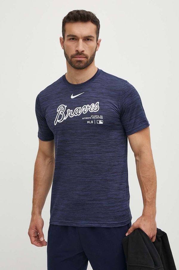 Nike Kratka majica Nike Atlanta Braves moška, mornarsko modra barva