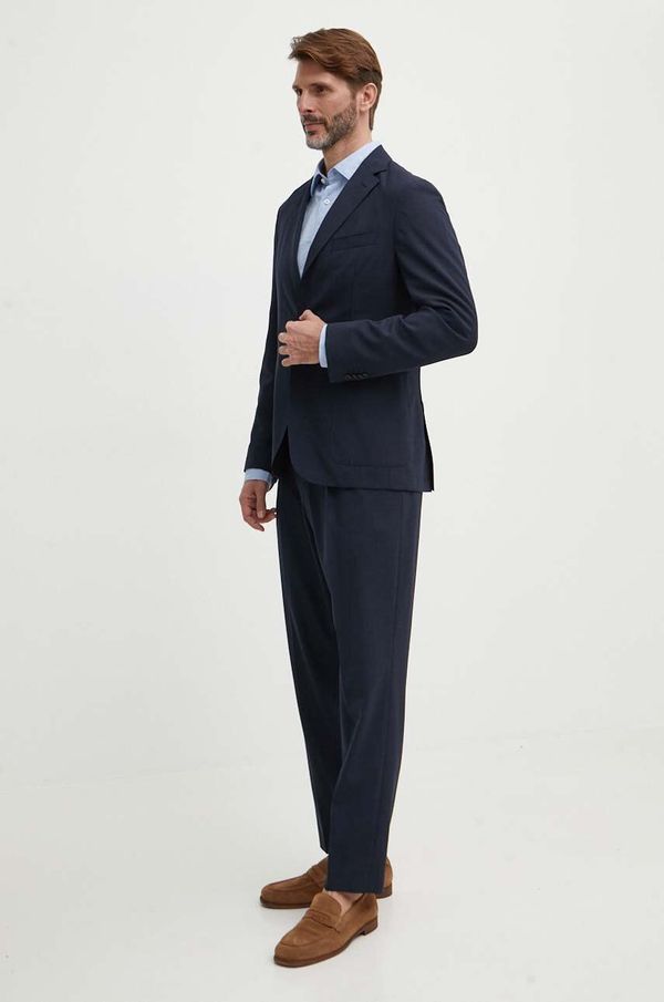 Boss Moška obleka s primesjo volne BOSS mornarsko modra barva, 50514640