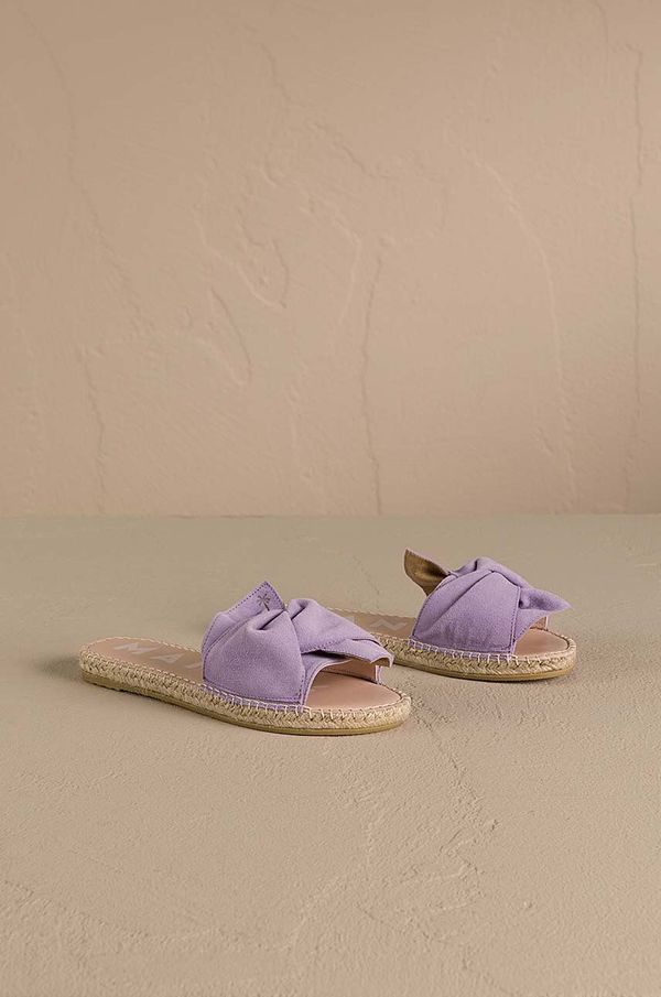 Manebi Natikači iz semiša Manebi Hamptons Sandals With Knot ženski, vijolična barva, W 1.3 JK