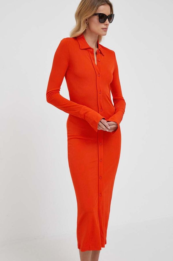 Calvin Klein Obleka Calvin Klein oranžna barva