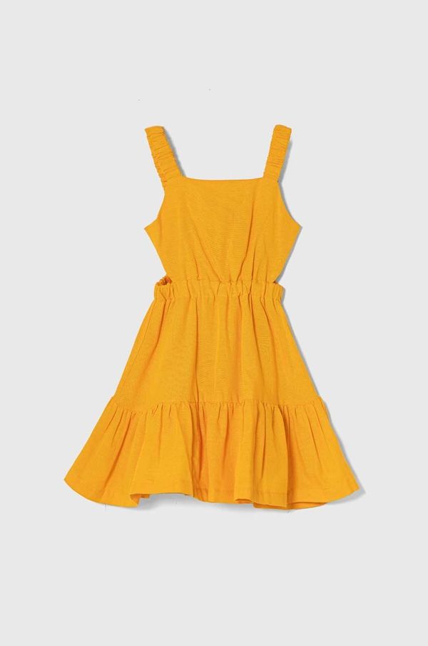 Zippy Obleka iz mešanice lana zippy oranžna barva