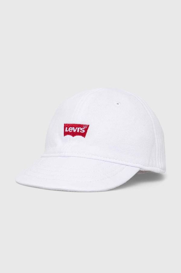 Levi's Otroška bombažna bejzbolska kapa Levi's LAN LEVI'S BATWING SOFT CAP bela barva