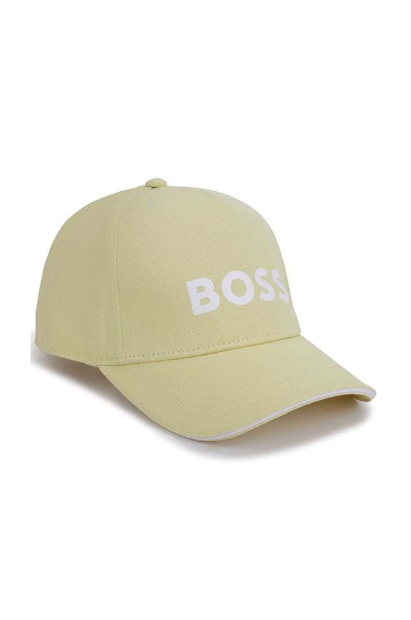 Boss Otroška bombažna kapa BOSS rumena barva