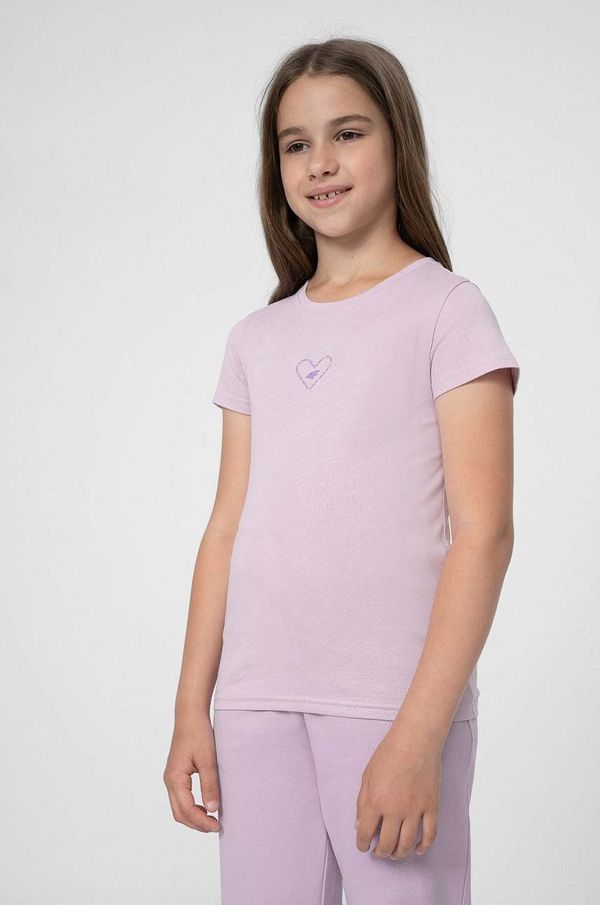 4F Otroška bombažna kratka majica 4F vijolična barva