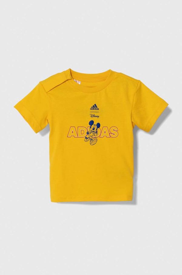 adidas Otroška bombažna kratka majica adidas rumena barva