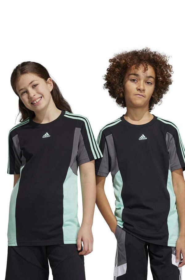 adidas Otroška bombažna kratka majica adidas U 3S CB TEE črna barva