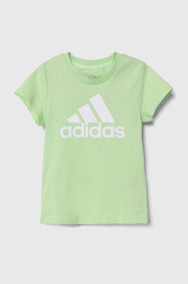 adidas Otroška bombažna kratka majica adidas zelena barva