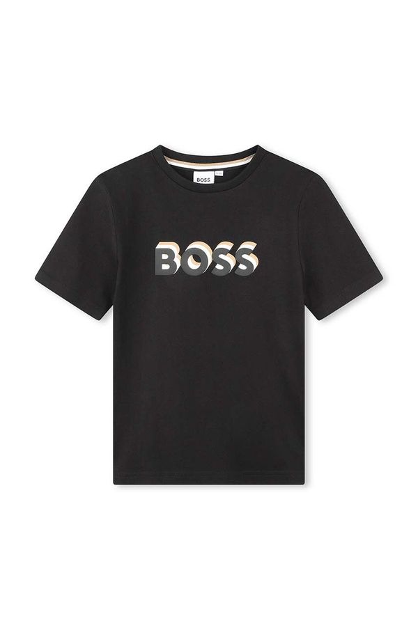 Boss Otroška bombažna kratka majica BOSS črna barva