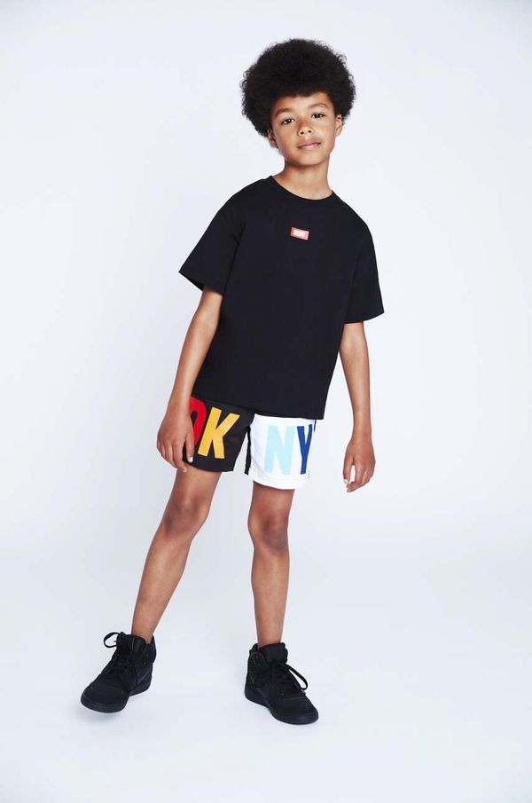 DKNY Otroška bombažna kratka majica Dkny črna barva