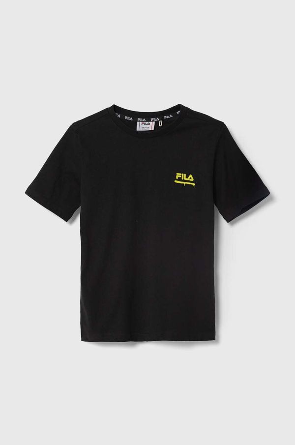 Fila Otroška bombažna kratka majica Fila LEGAU črna barva