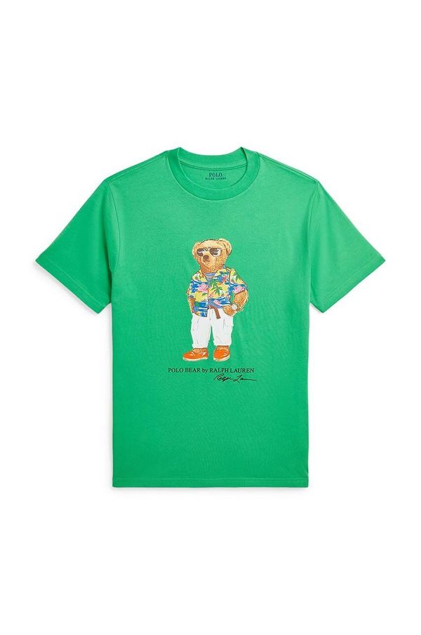 Polo Ralph Lauren Otroška bombažna kratka majica Polo Ralph Lauren zelena barva