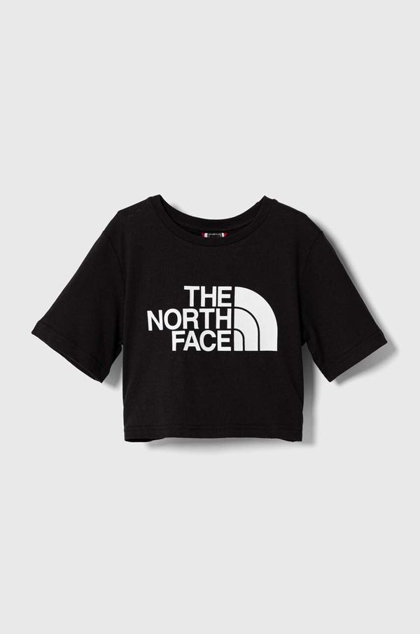 The North Face Otroška bombažna kratka majica The North Face G S/S CROP EASY TEE črna barva